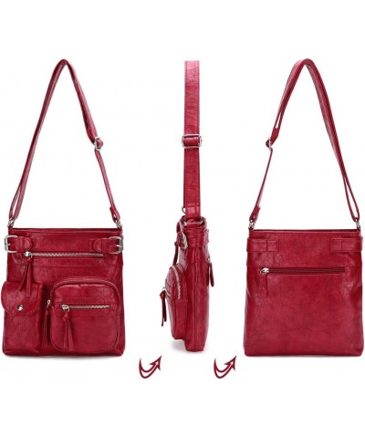 Crossbody Bags for Women Vintage Faux Leather Satchel Messenger Bag Purses Zip Shoulder Bag Multi Pocket Handbags Purple $18....