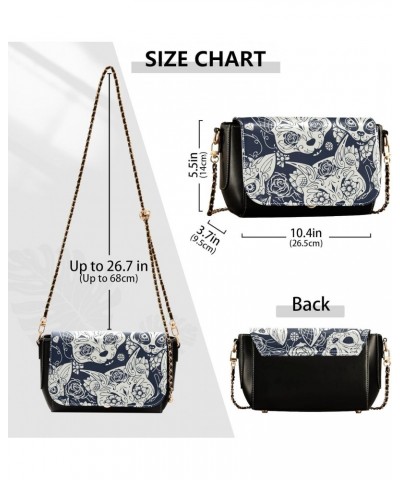 Art Floral Cats Crossbody Shoulder Bag for Women, PU Leather Flap Satchel Purse, Shoulder Handbags with Adjustable Strap, Clu...