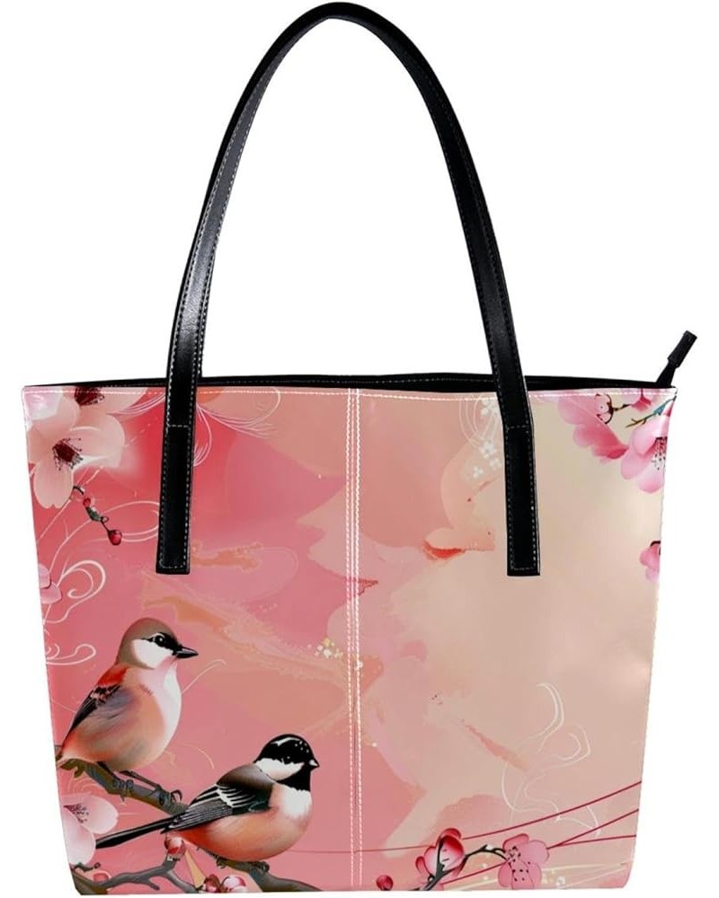 Tote Bags, Large Tote Bag, Women's Tote Handbags, Pink Flower Bird Spring Japanese Style, Totes for Women Design 330 $21.06 T...