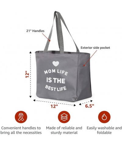 Mom Life Is the Best Life Tote Bag with Pocket - Gift for Friend - New Mom Gift White $17.91 Totes