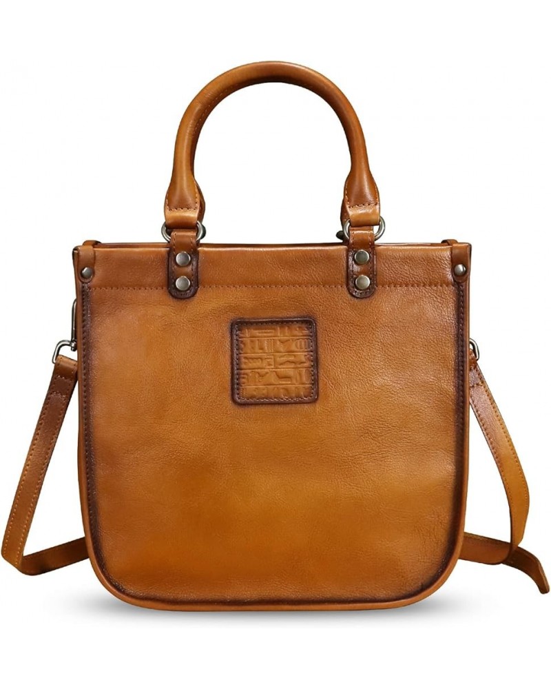 Genuine Leather Top Handle Handbag Purse for Women Vintage Over the Shoulder Bag Handmade Crossbody Satchel Brown $56.61 Satc...