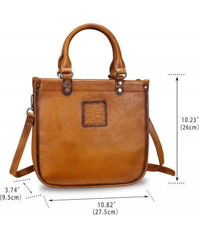 Genuine Leather Top Handle Handbag Purse for Women Vintage Over the Shoulder Bag Handmade Crossbody Satchel Brown $56.61 Satc...