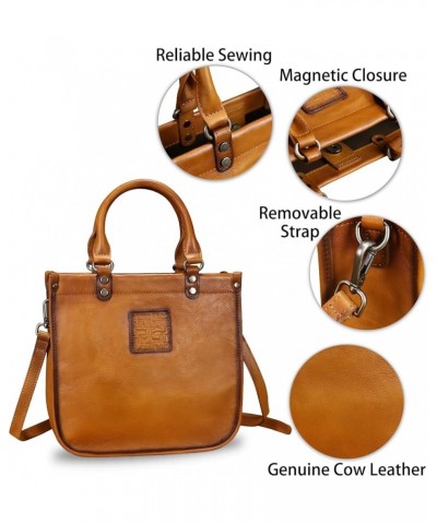 Genuine Leather Top Handle Handbag Purse for Women Vintage Over the Shoulder Bag Handmade Crossbody Satchel Brown $56.61 Satc...