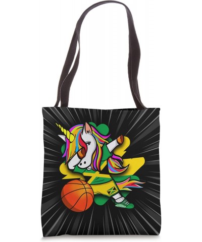 Dabbing Unicorn Jamaica Basketball Fans Jersey Jamaican Flag Tote Bag $10.51 Totes