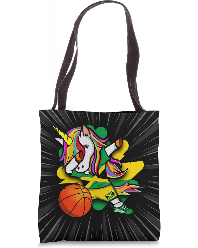 Dabbing Unicorn Jamaica Basketball Fans Jersey Jamaican Flag Tote Bag $10.51 Totes