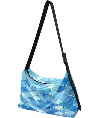 Blue Fish Scales Shoulder Bag Purse for Women,Large Leather Handbag Crossbody Bags Adjustable Straps Tote Bag Hobo Bags38 $17...