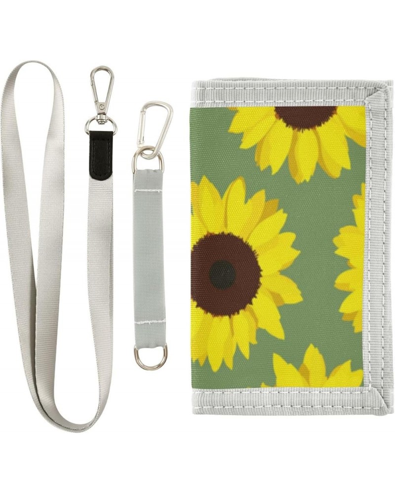 Sunflowers Light Blue Slim Front Pocket Wallet RFID ID Card Holder Cute Small Wallet with Keychian for Women Kids one size Su...