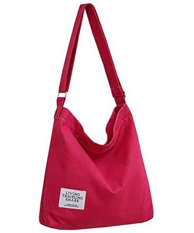 Women's Retro Large Size Canvas Shoulder Bag Hobo Crossbody Handbag Casual Tote Rose $9.87 Totes