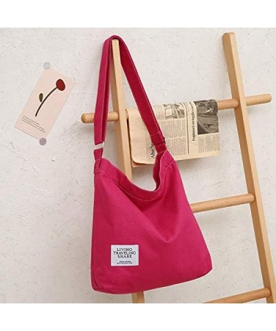 Women's Retro Large Size Canvas Shoulder Bag Hobo Crossbody Handbag Casual Tote Rose $9.87 Totes