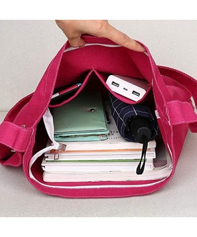 Women's Retro Large Size Canvas Shoulder Bag Hobo Crossbody Handbag Casual Tote Rose $9.87 Totes