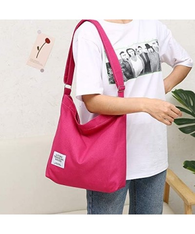 Women's Retro Large Size Canvas Shoulder Bag Hobo Crossbody Handbag Casual Tote Rose $9.87 Totes