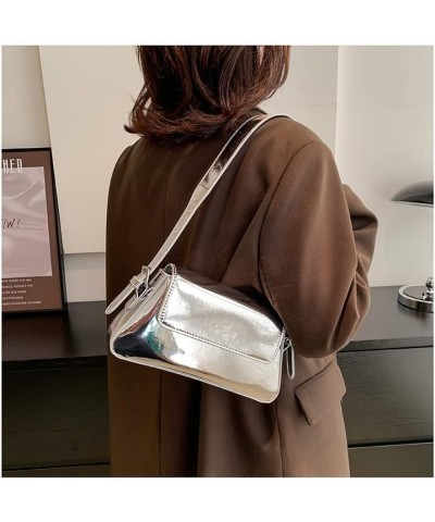 Shiny Metallic Trendy Handbag Shoulder Bag Sparkly Bag for Women Evening Clutch Bag Y2k PU Purse Cute Satchel Bag Silver $13....