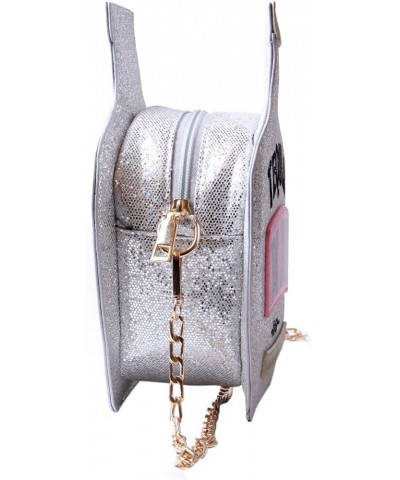 Women Sequins Cross Body Bag Bottle Shaped Evening Chain Strap Shoulder Bag Silver $9.42 Shoulder Bags