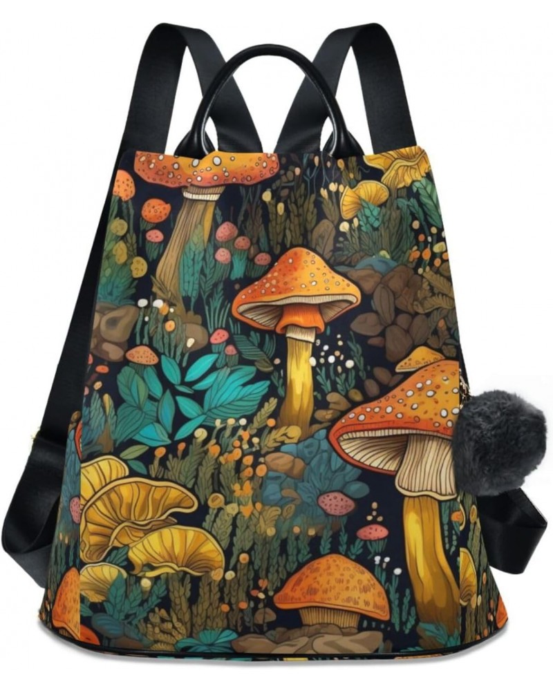 Closeup Bunch Mushroom Women Backpack, Fashion Anti Theft Casual Daypack Shoulder Bag Purse for Travel Work 15 inches $24.18 ...