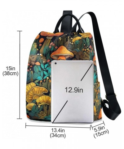 Closeup Bunch Mushroom Women Backpack, Fashion Anti Theft Casual Daypack Shoulder Bag Purse for Travel Work 15 inches $24.18 ...