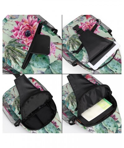 Tropical Floral Cactus Sling Bag for Women Crossbody Backpack Purse Shoulder Casual Daypack Cross Body Bags for Travel Cyclin...