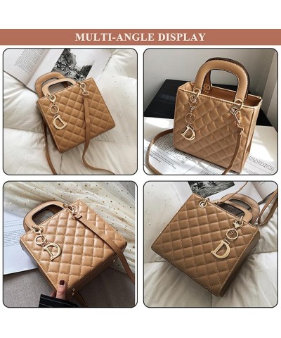 PU Leather Quilted Top Handle Bag for Women Retro Totes Shoulder Square Bag Handbags Ladies Work Crossbody Purse Grey $28.79 ...