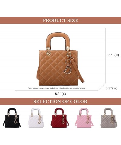 PU Leather Quilted Top Handle Bag for Women Retro Totes Shoulder Square Bag Handbags Ladies Work Crossbody Purse Grey $28.79 ...