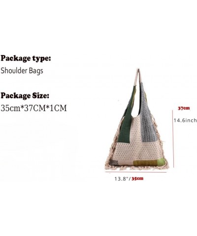 Grunge Crochet Bag Aesthetic Beach Bag for Women Large Hippie Hobo Bag Fringed Totes Shopping Bag White $8.80 Totes