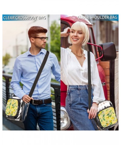 Lemon Fruits Leaves Clear Crossbody Bag Stadiums Approved Clear Messenger Shoulder Bag with Adjustable Strap for Work, Travel...