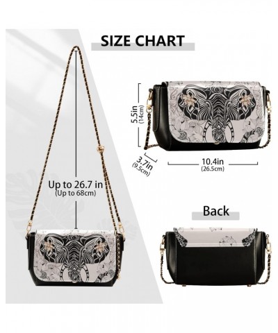 Black Elephant Flower Crossbody bags for Women Small Crossbody Purses with Chain Strap Cross Body Bag Shoulder Handbags for W...