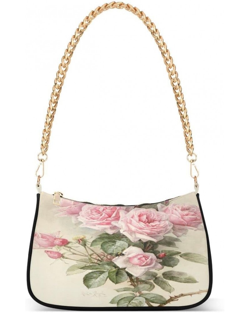 Vintage Rose Floral Women's Handbags Tote Crossbody Bag Purse Ladies Shoulder Bag Hobo Handbag $14.40 Totes