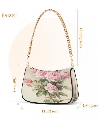 Vintage Rose Floral Women's Handbags Tote Crossbody Bag Purse Ladies Shoulder Bag Hobo Handbag $14.40 Totes