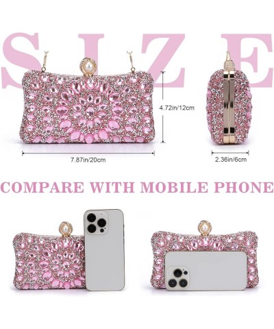 Women Rhinestone Evening Bag MultiColored Dazzling Crystal Clutch Bag Party Bridal Wedding Cocktail Handbag Solid Pink $17.53...