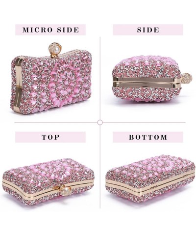 Women Rhinestone Evening Bag MultiColored Dazzling Crystal Clutch Bag Party Bridal Wedding Cocktail Handbag Solid Pink $17.53...