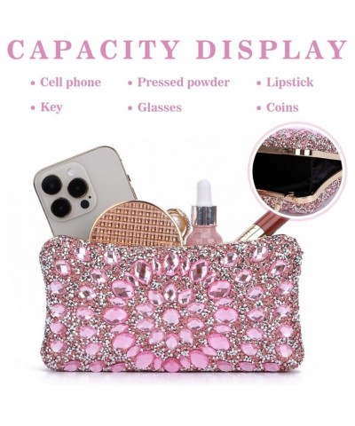 Women Rhinestone Evening Bag MultiColored Dazzling Crystal Clutch Bag Party Bridal Wedding Cocktail Handbag Solid Pink $17.53...