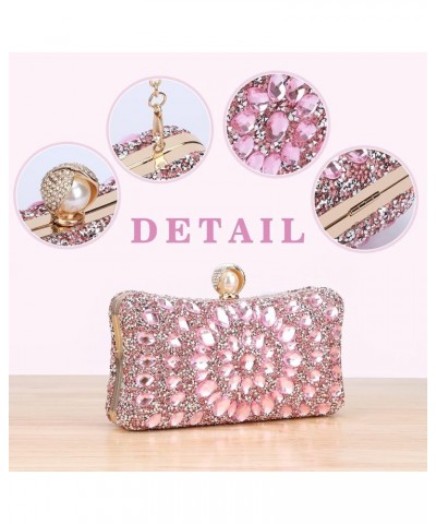 Women Rhinestone Evening Bag MultiColored Dazzling Crystal Clutch Bag Party Bridal Wedding Cocktail Handbag Solid Pink $17.53...