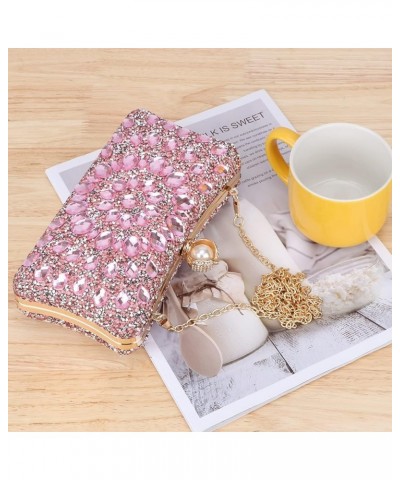 Women Rhinestone Evening Bag MultiColored Dazzling Crystal Clutch Bag Party Bridal Wedding Cocktail Handbag Solid Pink $17.53...