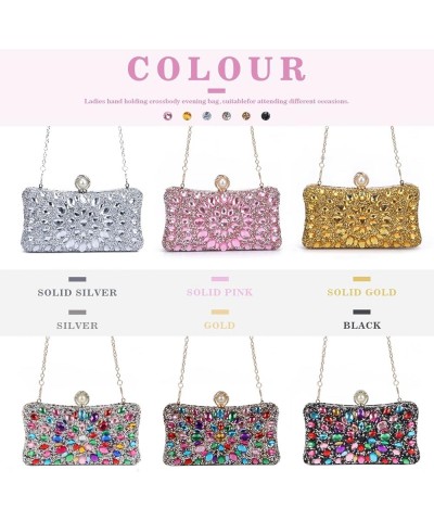 Women Rhinestone Evening Bag MultiColored Dazzling Crystal Clutch Bag Party Bridal Wedding Cocktail Handbag Solid Pink $17.53...