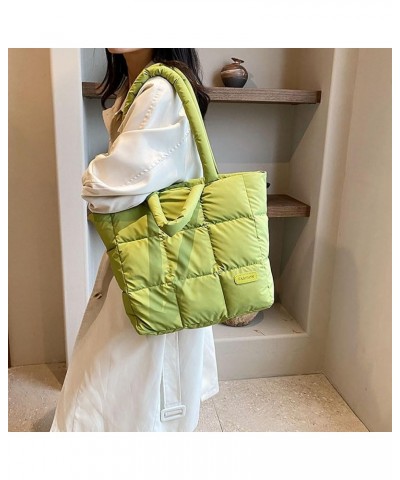 Puffer Tote Bag for Women, Quilted Cotton Padd signer, nter n Padd Shoulr Bag th Adjustable Strap-Blk Section G-green $11.59 ...