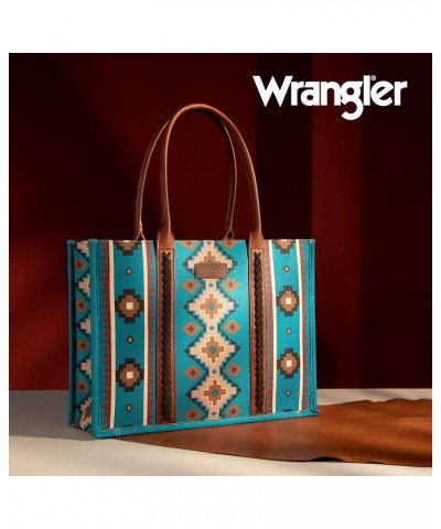 Wrangler Tote Bag for Women Aztec Top Handle Satchel Purse Boho Shoulder Handbags Angel Diamond Dark Turquoise $44.77 Totes