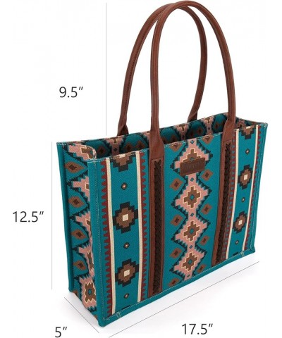 Wrangler Tote Bag for Women Aztec Top Handle Satchel Purse Boho Shoulder Handbags Angel Diamond Dark Turquoise $44.77 Totes