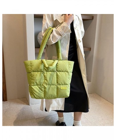 Puffer Tote Bag for Women, Quilted Cotton Padd signer, nter n Padd Shoulr Bag th Adjustable Strap-Blk Section G-green $11.59 ...