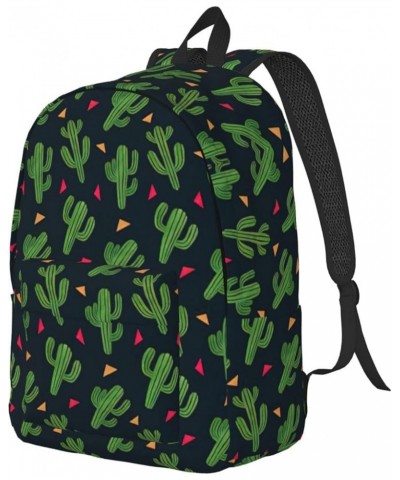 Cactus Art Print Unisex Canvas Bag Canvas Shoulder Pouch Pack Lightweight Backpack For Woman Lady Black Small $18.92 Backpacks