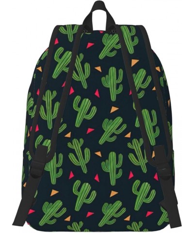 Cactus Art Print Unisex Canvas Bag Canvas Shoulder Pouch Pack Lightweight Backpack For Woman Lady Black Small $18.92 Backpacks