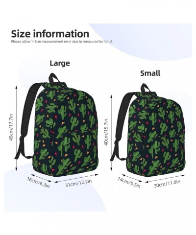 Cactus Art Print Unisex Canvas Bag Canvas Shoulder Pouch Pack Lightweight Backpack For Woman Lady Black Small $18.92 Backpacks