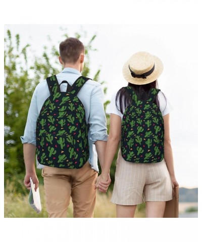 Cactus Art Print Unisex Canvas Bag Canvas Shoulder Pouch Pack Lightweight Backpack For Woman Lady Black Small $18.92 Backpacks