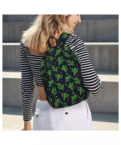 Cactus Art Print Unisex Canvas Bag Canvas Shoulder Pouch Pack Lightweight Backpack For Woman Lady Black Small $18.92 Backpacks