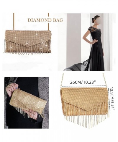 Evening Bag Envelope Tassel Rhinestones Clutch Purse Crossbody Bag Sparkly Bridal Handbag Wedding Party Prom Club Gold $20.70...