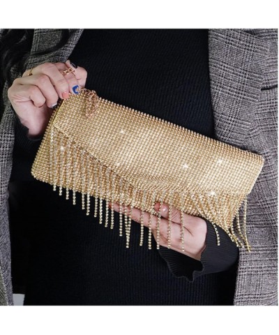 Evening Bag Envelope Tassel Rhinestones Clutch Purse Crossbody Bag Sparkly Bridal Handbag Wedding Party Prom Club Gold $20.70...