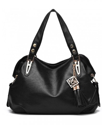 Women Shoulder Handbags and Purses Top-Handle Bags PU Leather Crossbody Bags Black $18.32 Handbags