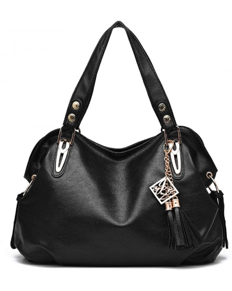 Women Shoulder Handbags and Purses Top-Handle Bags PU Leather Crossbody Bags Black $18.32 Handbags