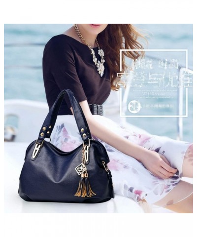 Women Shoulder Handbags and Purses Top-Handle Bags PU Leather Crossbody Bags Black $18.32 Handbags