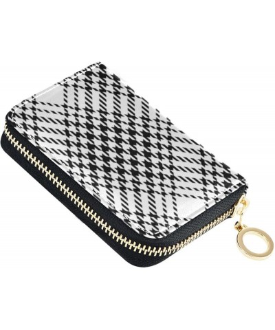 Abstract Houndstooth Black And White Slim Riskfree Zip Pocket Purse for Women with RFID Blocking for Business White Black 04 ...