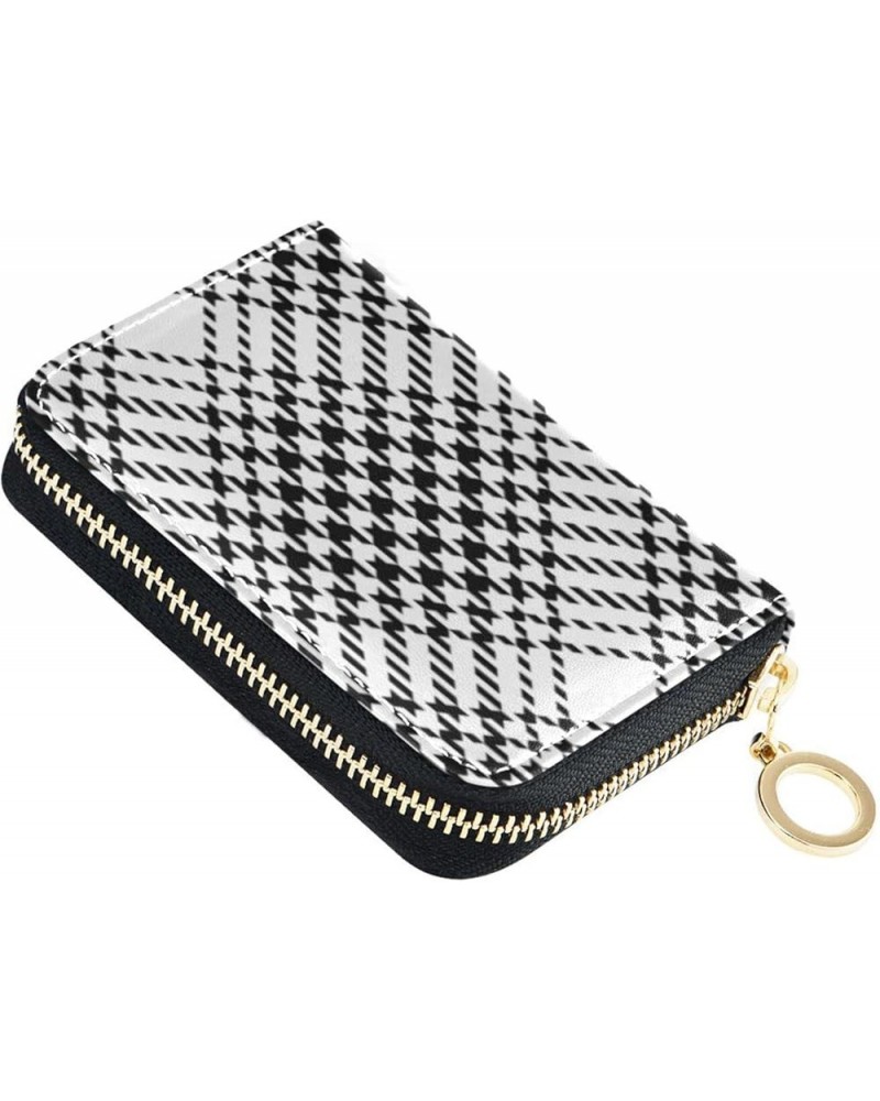 Abstract Houndstooth Black And White Slim Riskfree Zip Pocket Purse for Women with RFID Blocking for Business White Black 04 ...