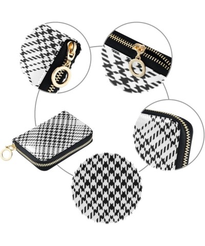 Abstract Houndstooth Black And White Slim Riskfree Zip Pocket Purse for Women with RFID Blocking for Business White Black 04 ...